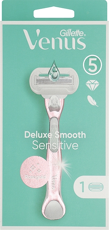 Maszynka do golenia dla kobiet z 1 wymiennym ostrzem - Gillette Venus Deluxe Smooth Sensitive — Zdjęcie N1