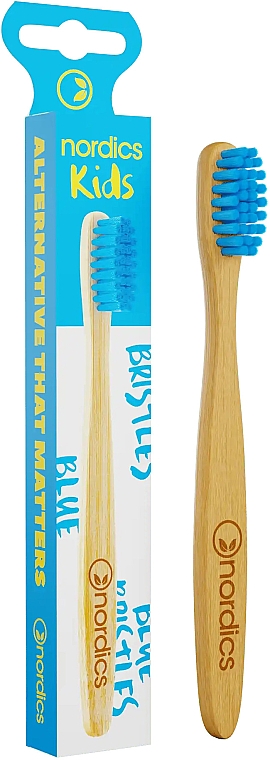 Bambusowa szczoteczka dla dzieci, miękka, niebieska - Nordics Bamboo Toothbrush — Zdjęcie N1