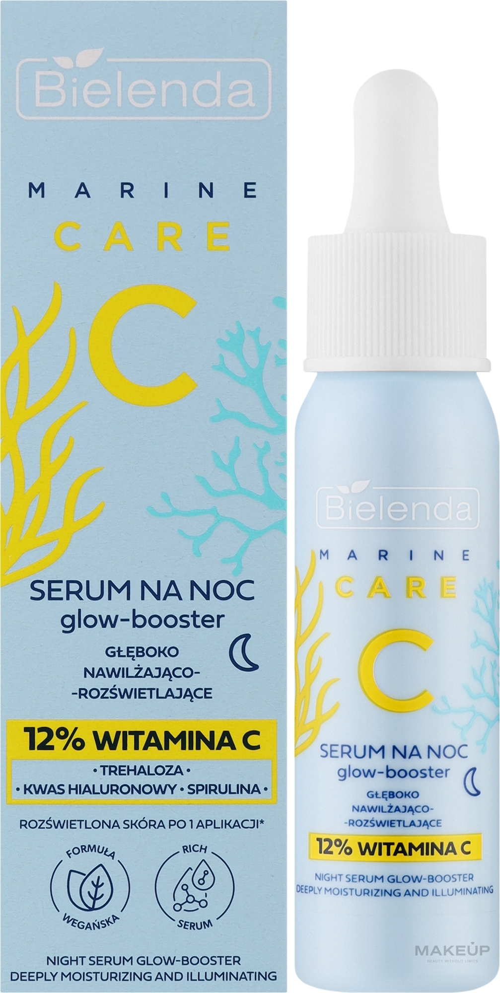 Głęboko nawilżająco-rozświetlające serum na noc z witaminą C - Bielenda C Marine Care Night Serum Glow-Booster Deeply Moisturizing And Illuminating — Zdjęcie 30 ml