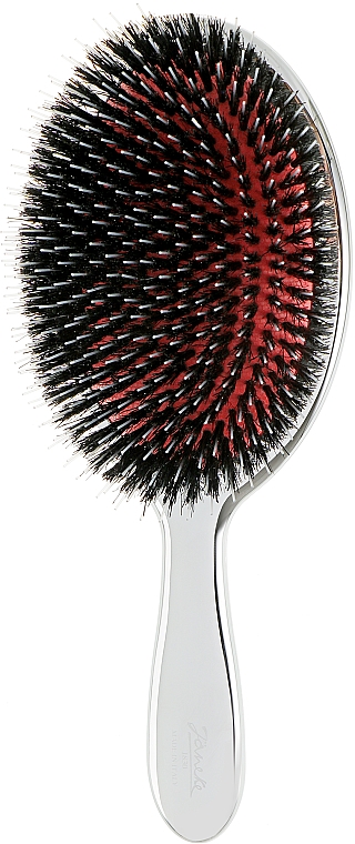 Szczotka do włosów z naturalnego włosia duża, 23M, srebrna - Janeke Silver Hairbrush  — Zdjęcie N1