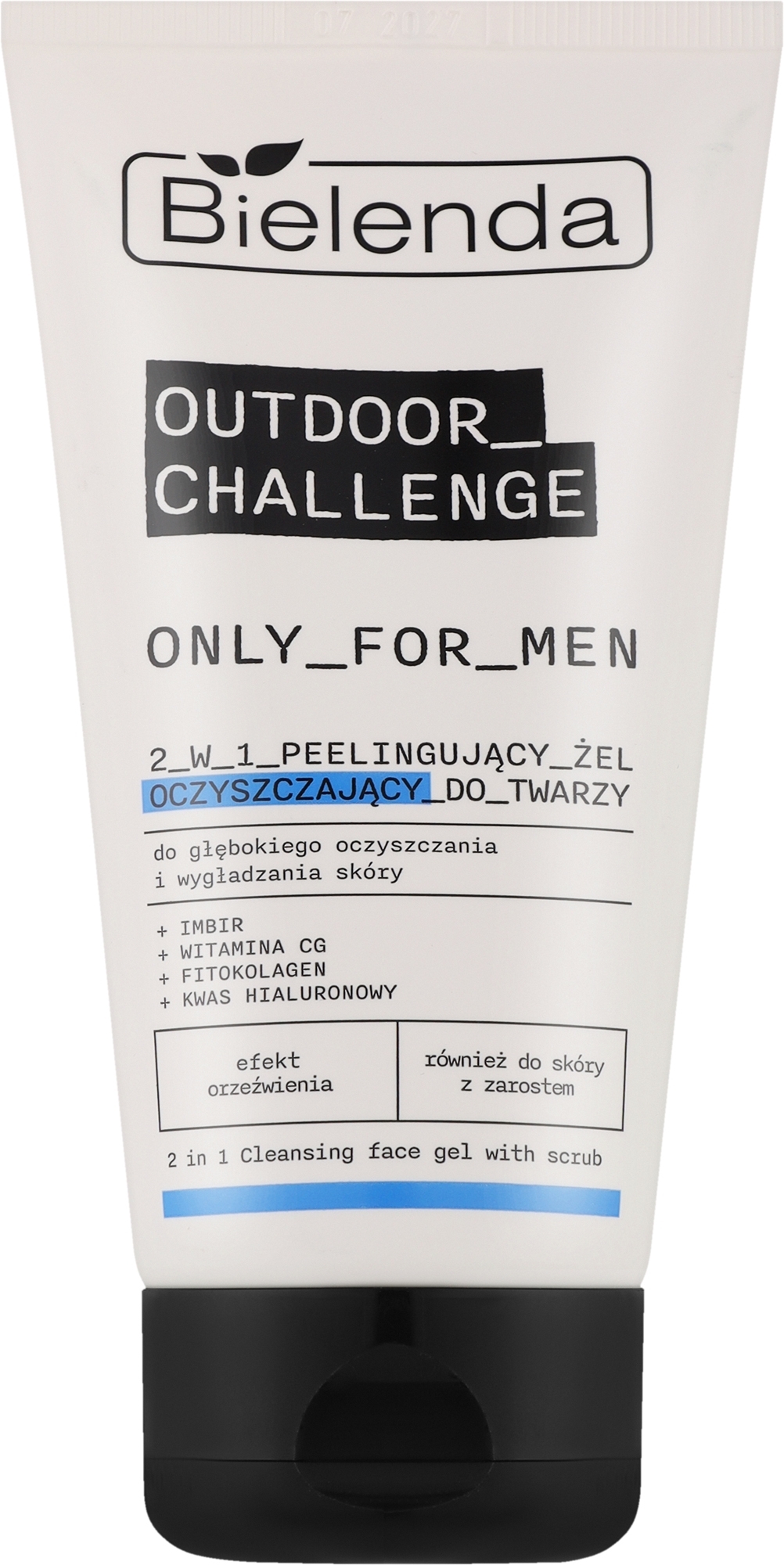 Żel do mycia twarzy 2 w 1 - Bielenda Only For Men Outdoor Challenge 2 in 1 Peeling Facial Cleansing Gel — Zdjęcie 150 g