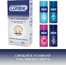 Prezerwatywy lateksowe z silikonowym lubrykantem z dużymi wypustkami, 12 szt. - Contex Extra Sensation — Zdjęcie N6