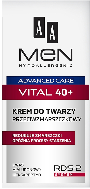 Przeciwzmarszczkowy krem do twarzy dla mężczyzn 40+ - AA Men Advanced Care Vital Face Cream Anti-Wrinkle — Zdjęcie N3
