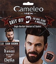 PRZECENA! Jednorazowa farba do natychmiastowej koloryzacji siwych włosów, brody i wąsów - Delia Cameleo Men * — Zdjęcie N5