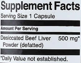 Suplement diety Suszona wątroba wołowa, 500 mg - Swanson Desiccated Beef Liver — Zdjęcie N3