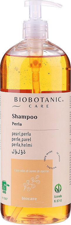Szampon do włosów z ekstraktem z dyni perłowej - BioBotanic BioCare Pearl Shampoo With Pumpkin Seed Oil — Zdjęcie N4