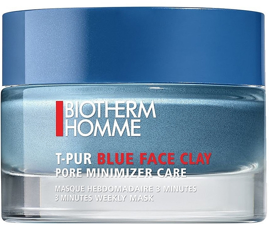 PRZECENA! Maska do twarzy zmniejszająca widoczność porów dla mężczyzn - Biotherm Homme T-Pur Blue Face Clay Mask * — Zdjęcie N1