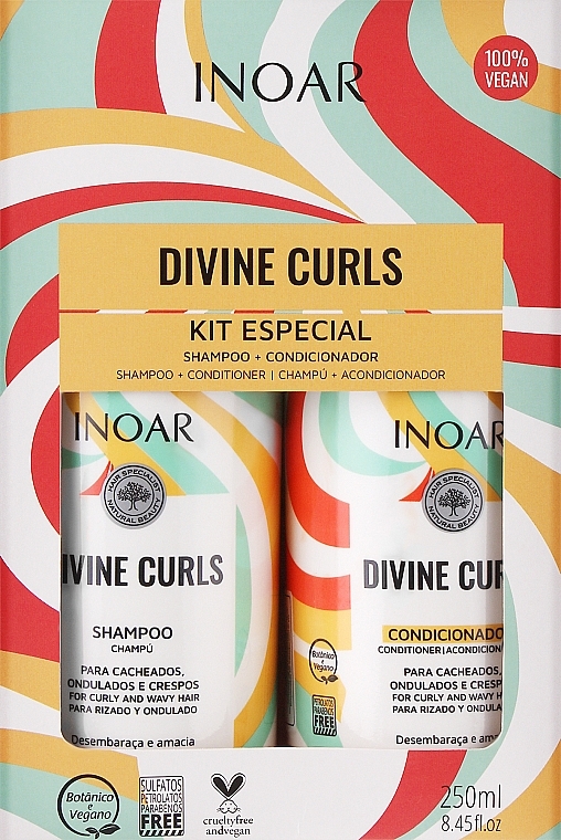 Zestaw do włosów kręconych - Inoar Absolut Divine Curls (shm/250 ml + cond/250 ml) — Zdjęcie N1