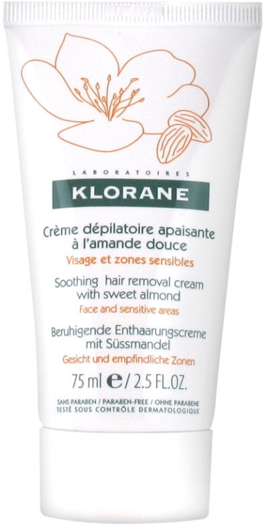 Krem do depilacji twarzy i miejsc wrażliwych - Klorane Soothing Hair Removal Cream With Sweet Almond