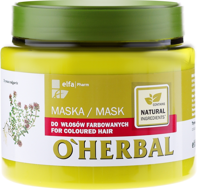 Maska z ekstraktem z macierzanki tymianku do włosów farbowanych - O'Herbal — фото N1