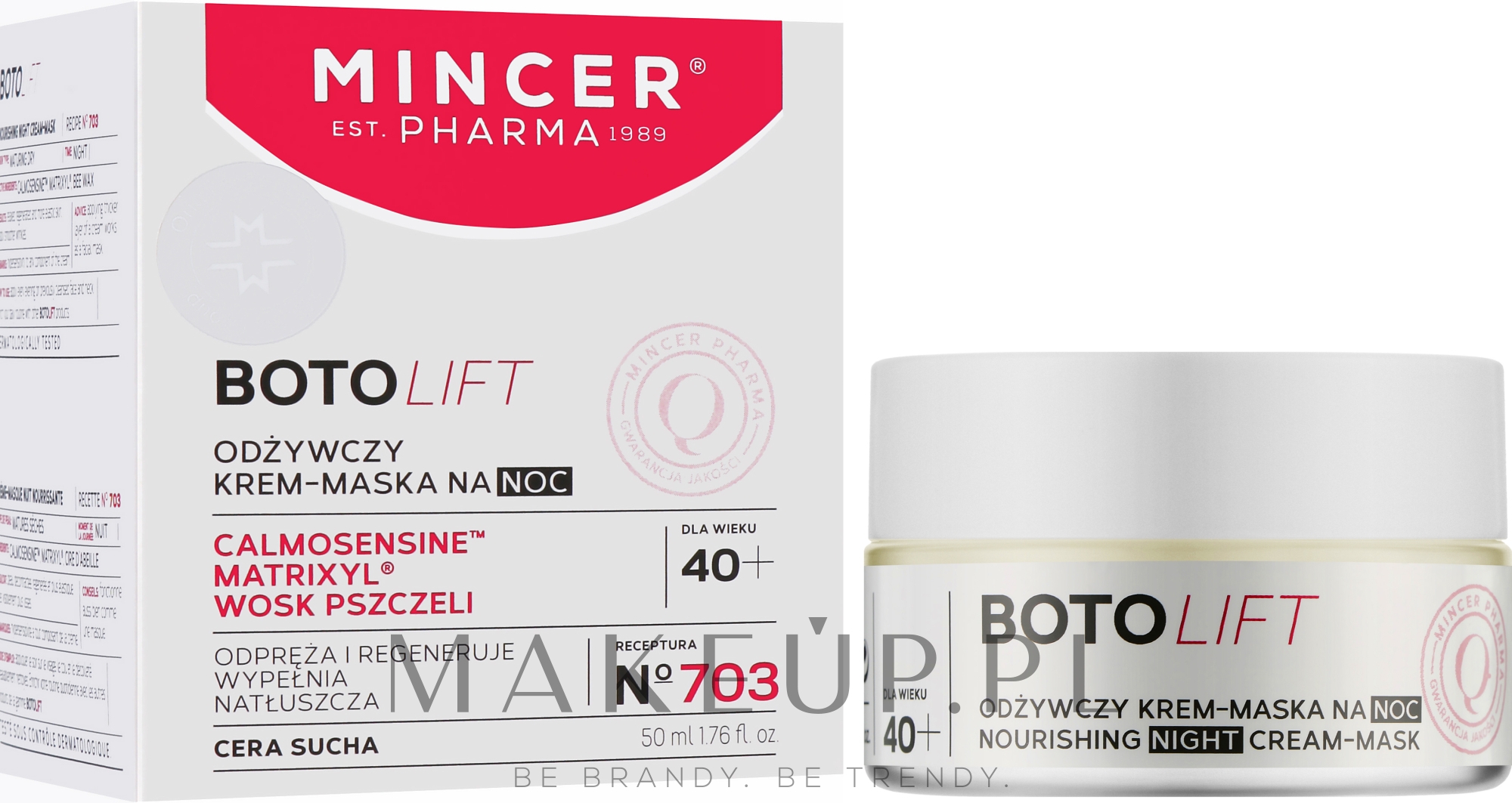 Odżywczy krem-maska na noc - Mincer Pharma BotoLift X ArganLife Nourishing Night Cream-Mask N°703 — Zdjęcie 50 ml