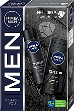 Zestaw - NIVEA MEN Feel Deep Body Care Gift Set (sh/gel/250ml + deo/150ml) — Zdjęcie N1