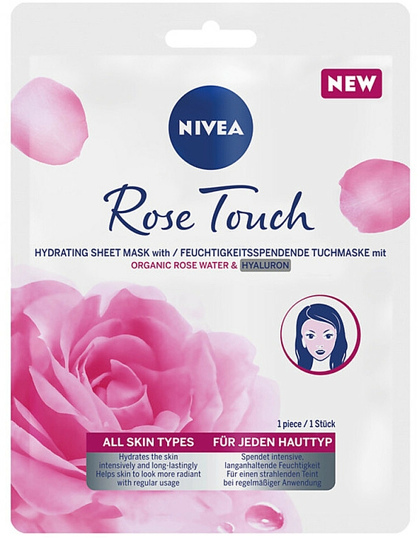 Intensywnie nawilżająca maska w płachcie - NIVEA Rose Touch Hydrating Sheet Mask With Organic Rose Water & Hyaluron — Zdjęcie N1