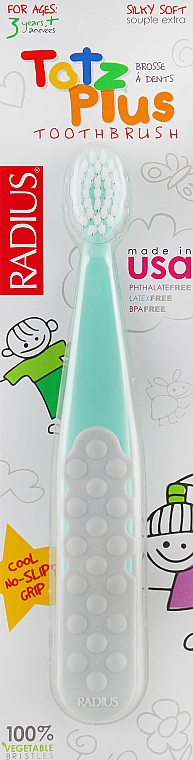 Szczoteczka do zębów dla dzieci, miętowo-szara - Radius Tots Plus Toothbrush — Zdjęcie N1