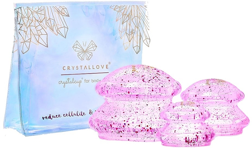 Silikonowe bańki do masażu ciała, różowe - Crystallove Crystal Body Cupping Set Rose — Zdjęcie N1