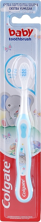 Ekstramiękka szczoteczka do zębów dla dzieci 0-2 lat, niebieska - Colgate Smiles Toothbrush