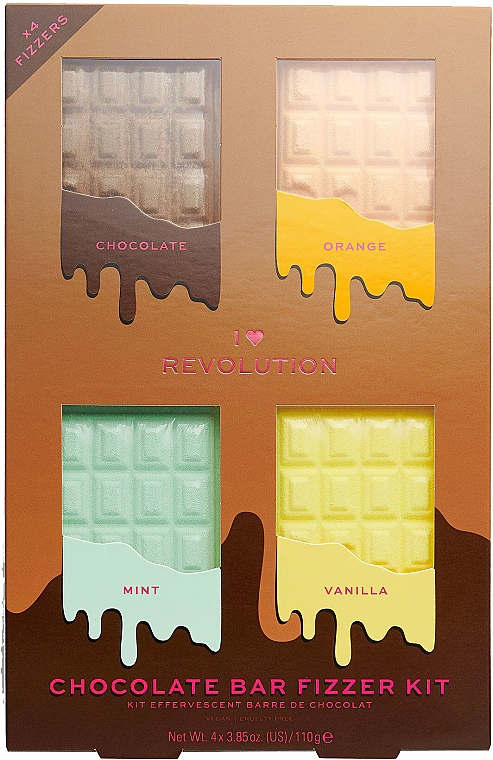 Zestaw - I Heart Revolution Chocolate Bar Fizzer Kit (bath/fiz/4x110g) — Zdjęcie N1