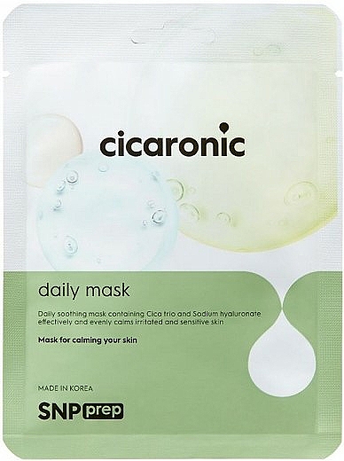 Kojąca maseczka w płachcie do twarzy - SNP Prep Cicaronic Daily Mask — Zdjęcie N1