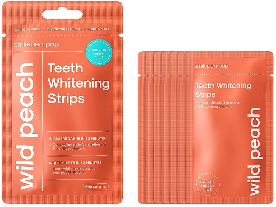 Wybielające paski do zębów Brzoskwinia - SwissWhite Smilepen Pop Wild Peach Teeth Whitening Strips — Zdjęcie N2