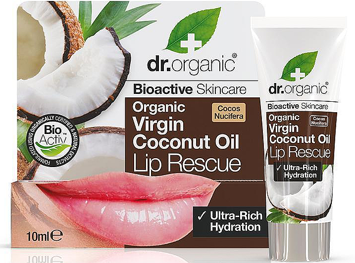 Serum do ust z olejkiem kokosowym - Dr Organic Bioactive Skincare Virgin Coconut Oil Lip Rescue — Zdjęcie N1
