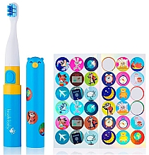 Elektryczna szczoteczka do zębów z naklejkami, niebieska - Brush-Baby Go-Kidz Blue Electric Toothbrush — Zdjęcie N2