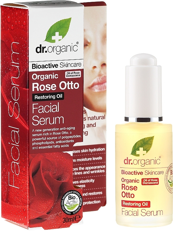 PRZECENA! Serum do twarzy Róża - Dr Organic Rose Facial Serum * — Zdjęcie N1