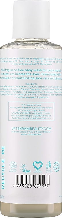 Nieperfumowany organiczny preparat do kąpieli dla dzieci - Urtekram No Perfume Baby All-Over Wash — Zdjęcie N2