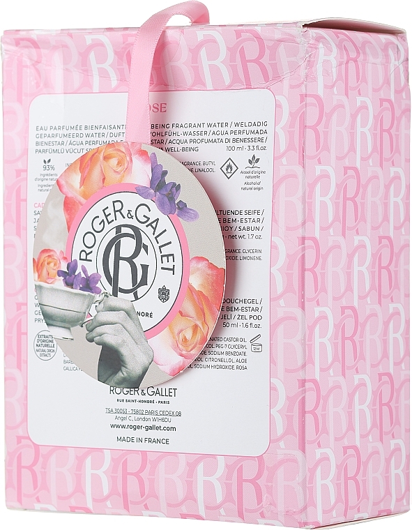 PRZECENA! Zestaw (aroma/water 100 ml + sh/gel 50 ml + soap 50 g) - Roger&Gallet Rose Wellbeing Fragrant Water * — Zdjęcie N1