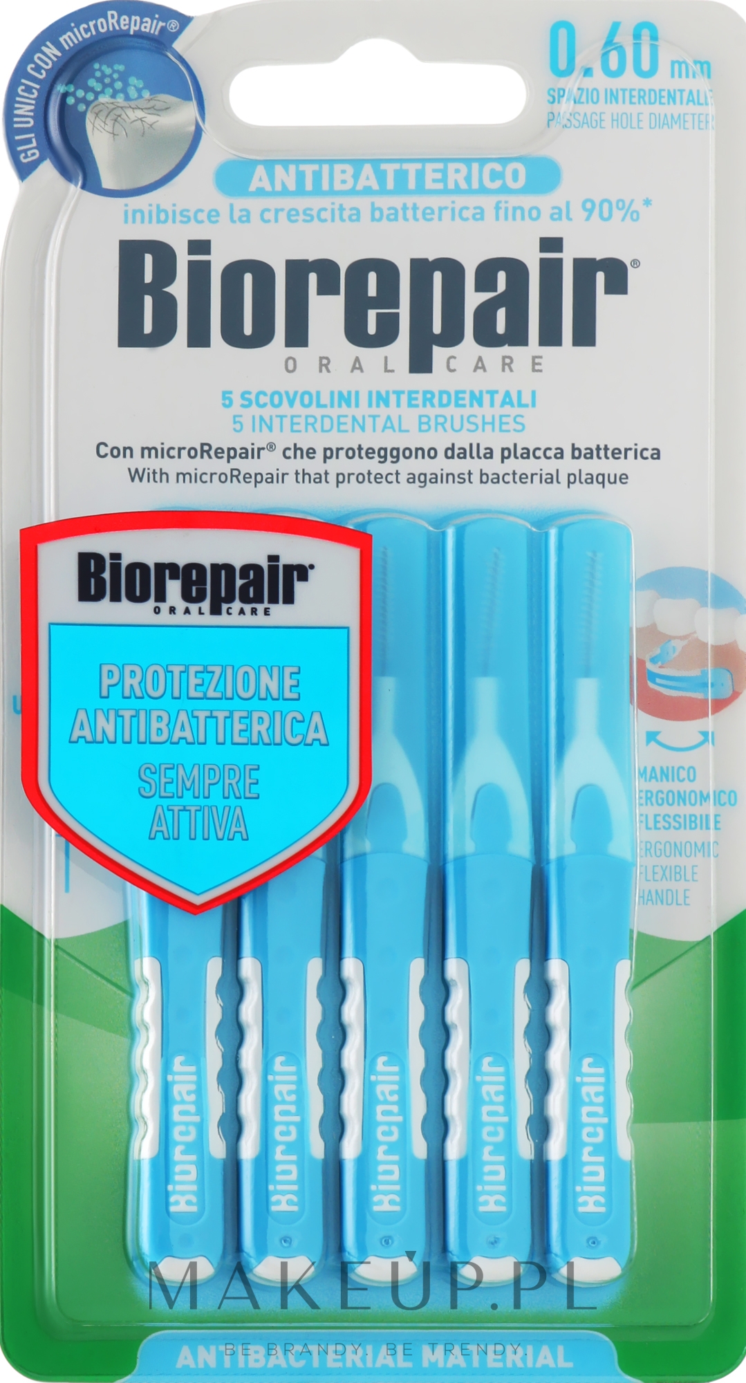 Szczoteczki międzyzębowe, 0,6 mm - Biorepair Interdental Brush — Zdjęcie 5 szt.