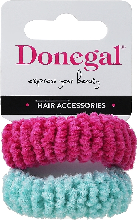 Gumki do włosów 2 szt., różowa i miętowa - Donegal Ponytail Holder Woolly — Zdjęcie N1