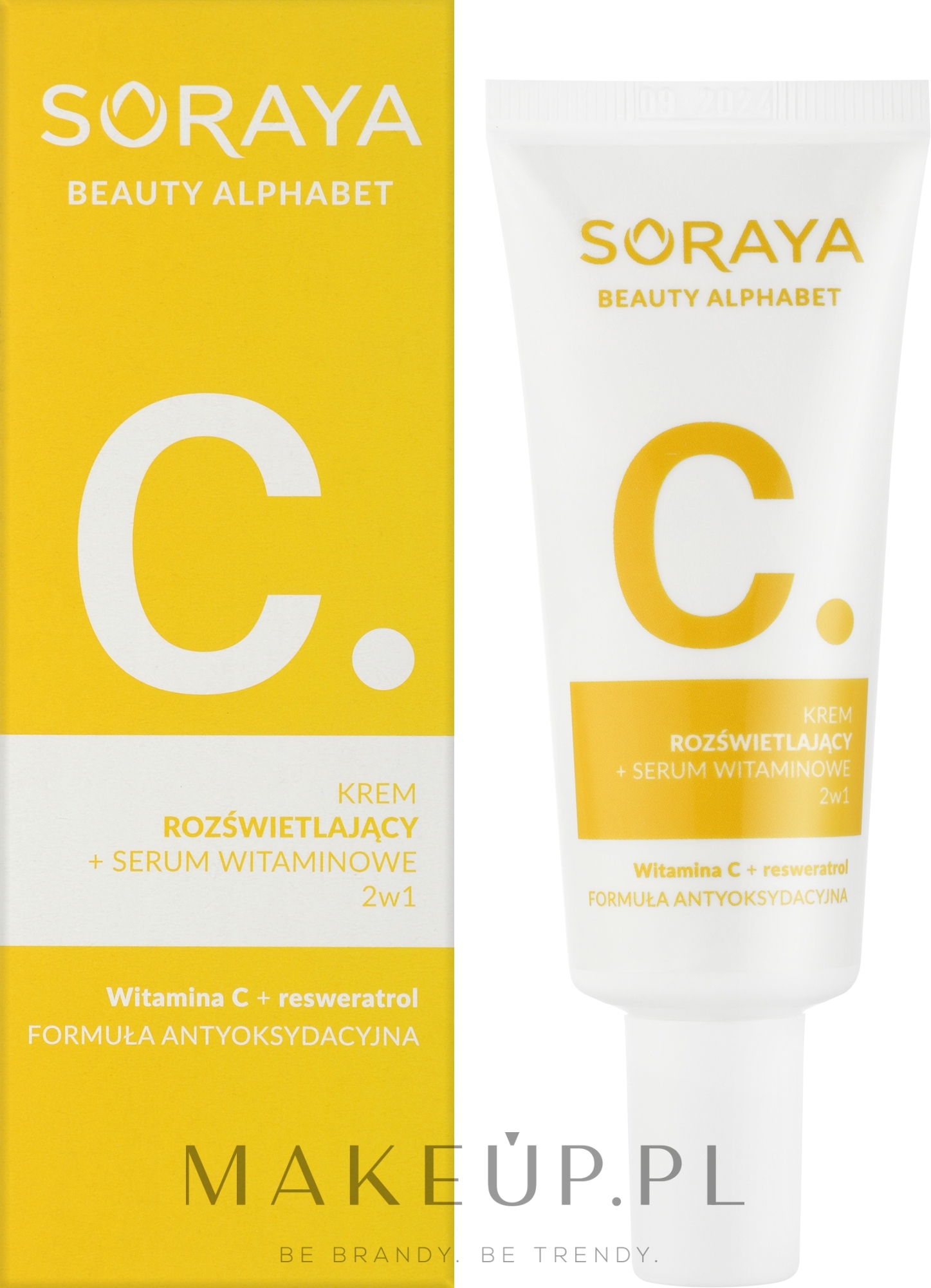 Krem Rozświetlający + Serum Witaminowe 2 w 1 - Soraya Beauty Alphabet Vitamin C + Resveratrol — Zdjęcie 30 ml