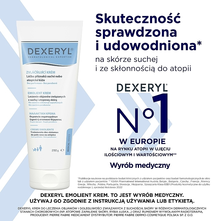 Krem ochronny do skóry przeznaczony do leczenia objawów i dolegliwości związanych z suchością skóry - Pierre Fabre Dermatologie Dexeryl Emollient Cream — Zdjęcie N5