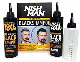 Szampon koloryzujący do siwych włosów - Nishman Hair&Beard Care Black Shampoo Bundle — Zdjęcie N1
