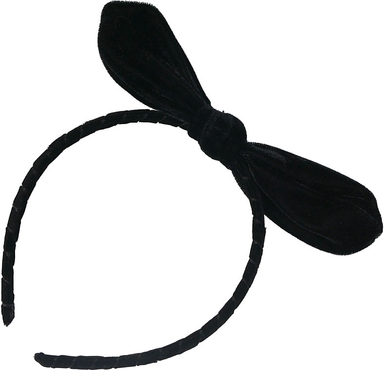 Welurowa opaska na głowę z kokardką, czarna - Lolita Accessories — Zdjęcie N1