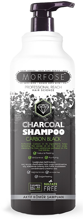 Szampon z węglem drzewnym do włosów siwych i pełnych szarości - Morfose Charcoal Carbon Shampoo — Zdjęcie N1