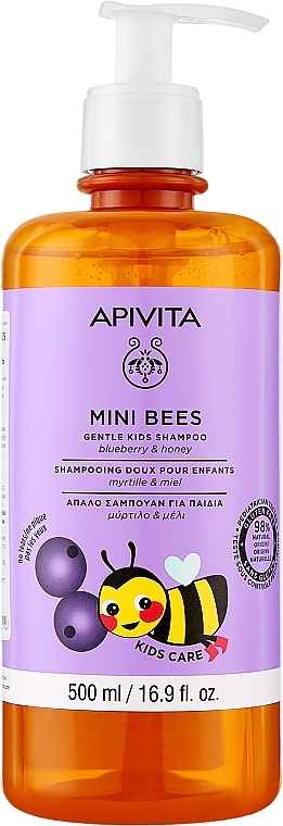 Delikatny szampon jagodowy - Apivita Mini Bees Gentle Kids Shampoo — Zdjęcie N1