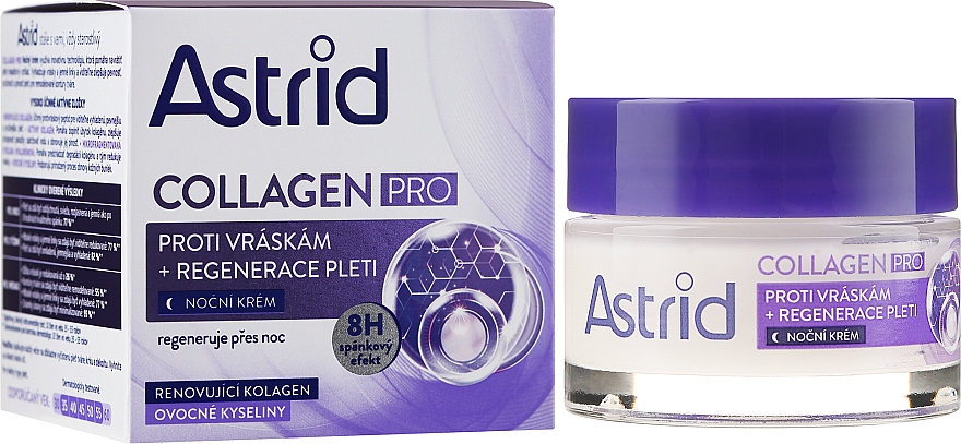 Regenerująco-przeciwzmarszczkowy krem kolagenowy do twarzy na noc - Astrid Collagen Pro Antiwrinkle And Regenerating Night Cream — фото N1