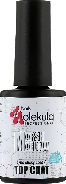 Top coat do paznokci, bez lepkiej warstwy - Nails Molekula Top Coat Marshmallow — Zdjęcie N1