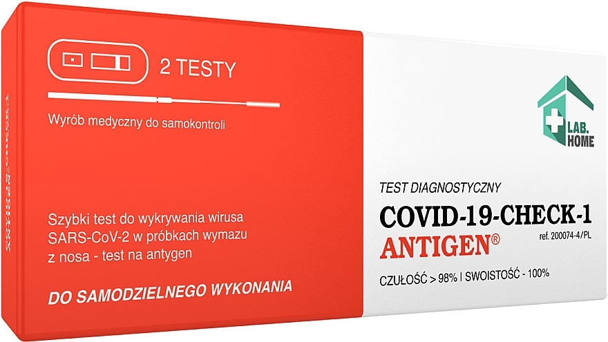 Test diagnostyczny do wykrywania antygenów COVID-19-Check-1 - Lab.Home — Zdjęcie N1