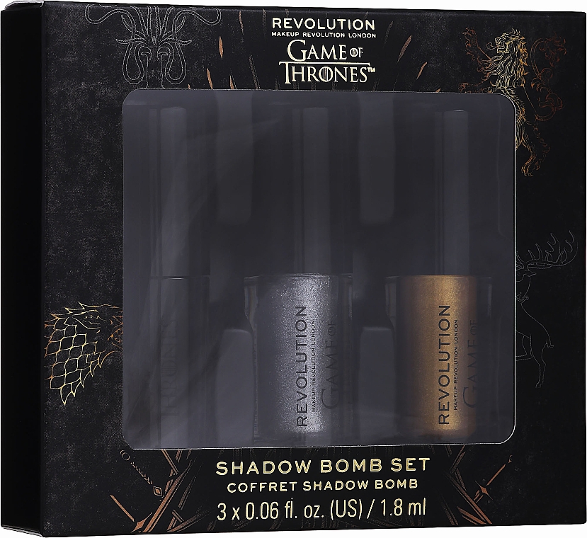 Zestaw płynnych cieni do powiek - Makeup Revolution Game of Thrones Shadow Bomb Set (eyeshadow 3 x 1,8 ml) — Zdjęcie N1