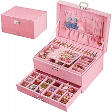 Welurowe pudełko na biżuterię, różowe - Ecarla — Zdjęcie N1