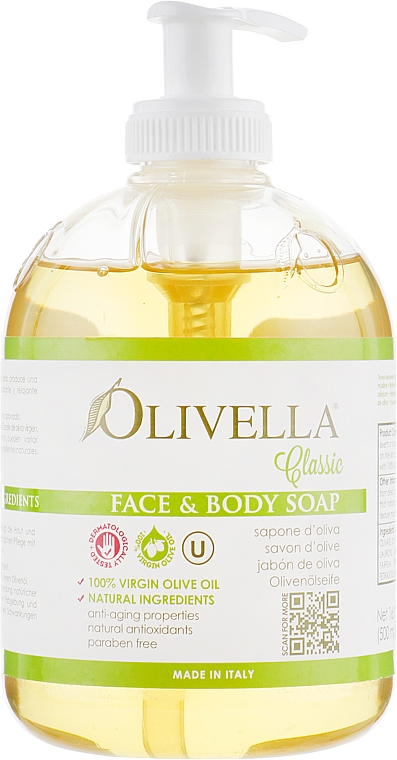 Mydło w płynie do twarzy i ciała na bazie oliwy z oliwek - Olivella Face & Body Soap Olive