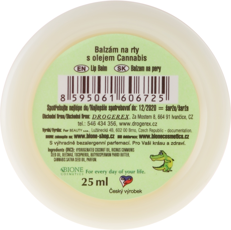 Balsam do ust z olejem konopnym i witaminą E - Bione Cosmetics Cannabis Lip Balm With UV Filter And Vitamin E — Zdjęcie N3