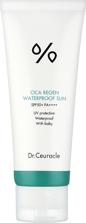 Wodoodporny krem przeciwsłoneczny do twarzy z centellą - Dr. Ceuracle Cica Regen Wegan Sun Waterproof SPF50+ PA++++