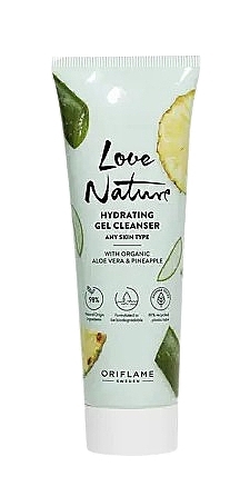 Nawilżający żel do mycia twarzy z organicznym aloesem i ananasem - Oriflame Love Nature Hydrating Gel Cleanser — Zdjęcie N1