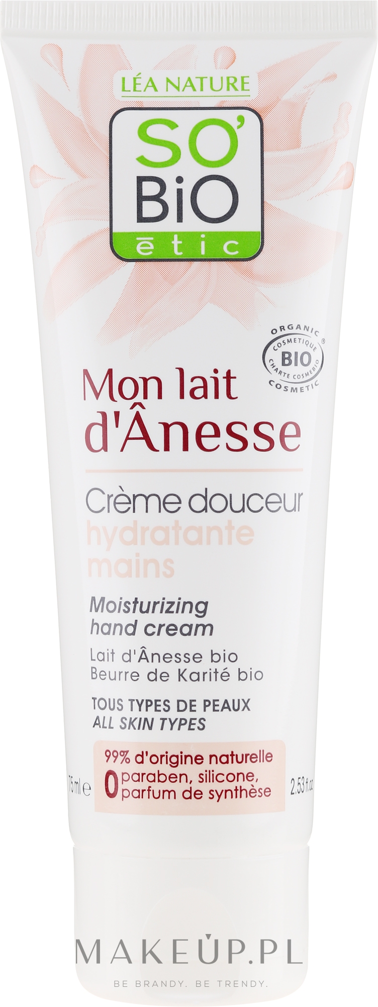 Nawilżający krem do rąk - So'Bio Etic Mon Lait d'Anesse Moisturizing Hand Cream — Zdjęcie 75 ml