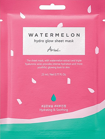 PREZENT! Nawilżająca maseczka rozświetlająca w płachcie do twarzy Arbuz - Ariul Watermelon Hydro Glow Sheet Mask — Zdjęcie N1