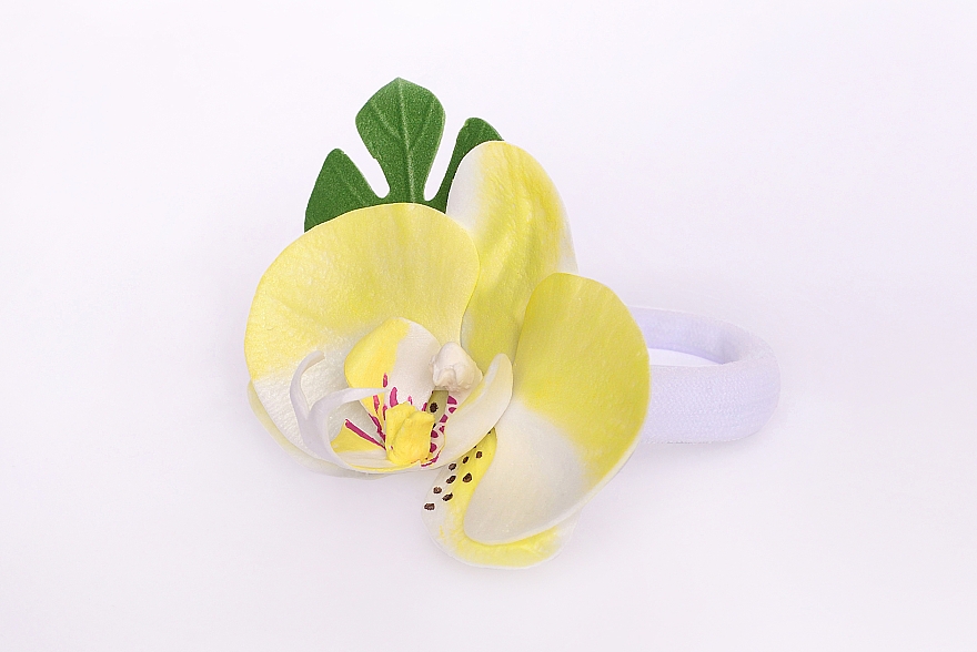 Gumka do włosów Żółta orchidea - Katya Snezhkova — Zdjęcie N2