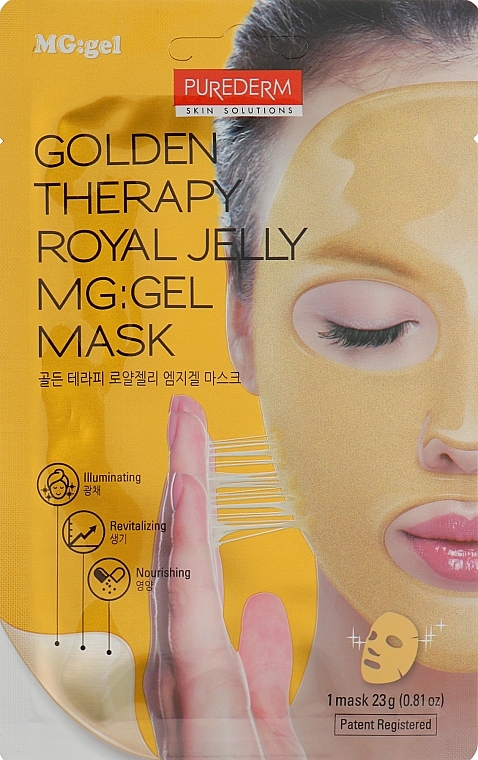 Hydrożelowa maska do twarzy ze złotem - Purederm Golden Therapy Royal Jelly MG:Gel Mask — Zdjęcie N1