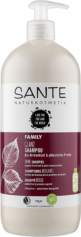 Bioszampon do włosów nadający połysk Białka roślinne i liście brzozy - Sante Family Organic Birch Leaf & Plant Protein Shine Shampoo — Zdjęcie N5